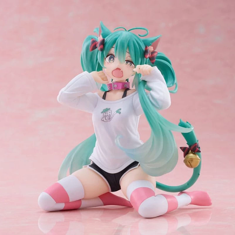hatsune-miku-figurine-desktop-cute-nekomimi-t-shirt-ver-taito Vocaloid - Figurine Hatsune Miku Nekomimi T-Shirt Ver. Desktop Cute – Image 1